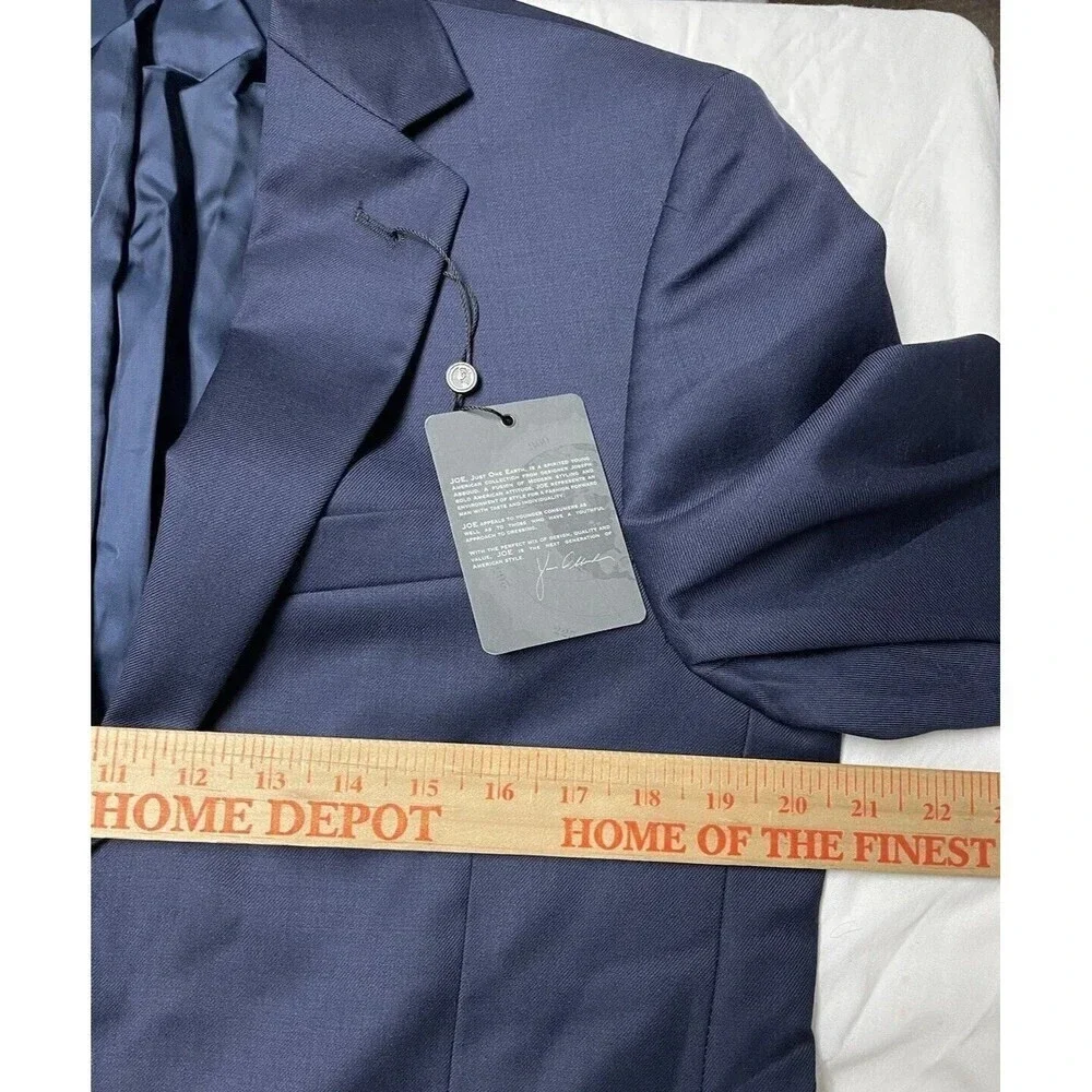 Joe Joseph Abboud 100% Wool Suit Jacket Balzer Men Sz 37 Long Navy Blue Business
